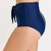 Calypsa Women's Plus Size Full Coverage High Waisted Bikini Bottom With Front Tie - 3 of 3