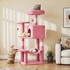 NAYSAYE 44 "Cat Tree Tower Cat Tree Cat Scratching Post Cat Tower Pet Sisal Grab Post Indoor Apartment Plush Toys Rest Play, Pink, 17.7"*13.8"*44.5" - 2 of 4