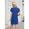 Womens V Neck T Shirt Dress Summer Shift Dress Basic Comfy A Line Lounge Dress V Neck Solid Pajama Dress Short Sleeve Nightgowns - 2 of 4