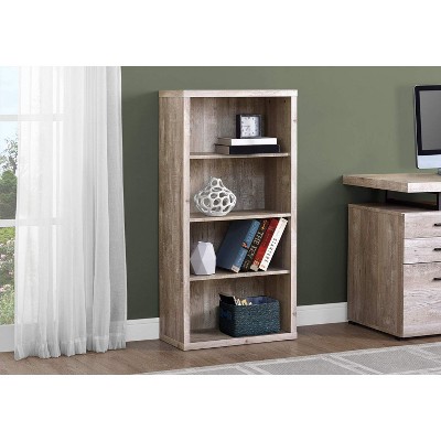 Taupe Medium Wood Adjustable 4-Shelf Bookcase