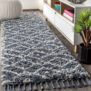 Mercer Shag Plush Tassel Moroccan Geometric Trellis Area Rug - JONATHAN Y - 1 of 4