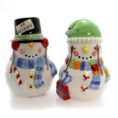 Tabletop 3.5" No Peeking Snowman Salt & Pepp Christmas Cosmos Gifts Corp.  -  Salt And Pepper Shaker Sets