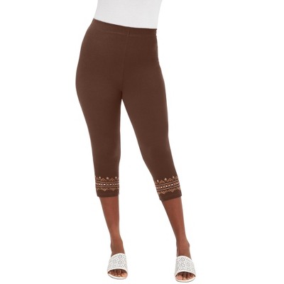 Jessica London Women's Plus Size Everyday Stretch Cotton Capri Legging