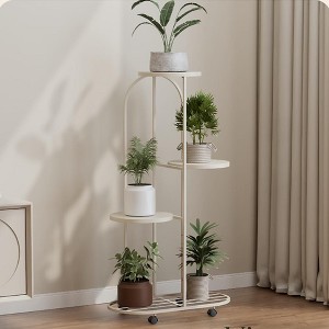Acekool 5-Tier Mobile Plant Stand with Wheels, Space-Saving Indoor Outdoor Plant Shelf for Living Room, Balcony, Garden, Easy DIY Assembly, Black - 1 of 4