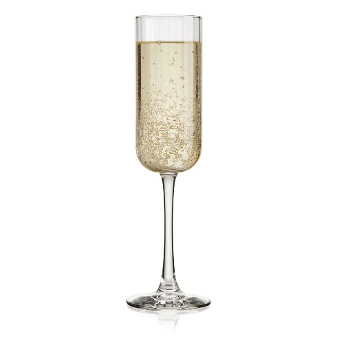 Joyjolt Elle Fluted Cylinder Champagne Glass - 6 Oz Long Stem Champagne  Glasses - Set Of 2 : Target