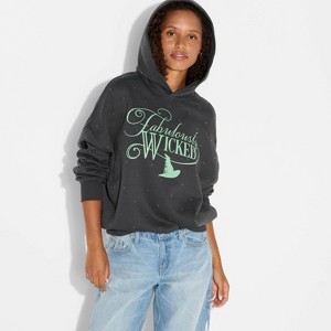 Women's Fabulously Wicked Graphic Hooded Sweatshirt - Black - 1 of 3