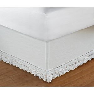 Greenland Home Fashions Crochet Lace White Twin Bed Skirt 18" - 1 of 4
