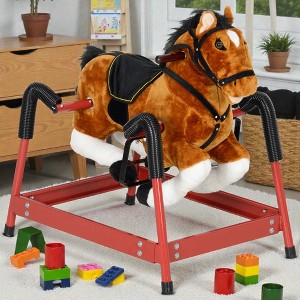 Mshliw Spring Rocking Horse for Ages 3–8, Plush Ride-On Horse with Saddle, Foot Stirrups & Stable Steel Spring Base, Birthday Gift, Christmas gift - 1 of 4
