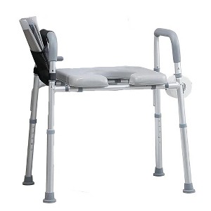 Raised Toilet Seat With Armrests Padded Seat, Adjustable Height Toilet Seat Risers, 300lbs Elevated Toilet Seat For Elderly Disabled Handicap - 1 of 4