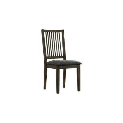 Set of 2 Curved Slatted Back Wooden Side Chairs Brown - Benzara