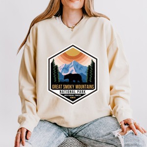 Simply Sage Market Great Smoky Mountains National Park Badge Lightweight Garment Dyed Sweatshirt - 1 of 4