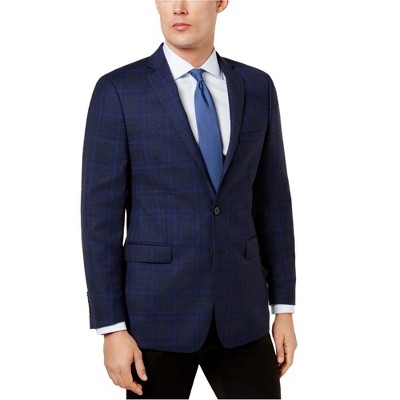 Calvin Klein Mens Windowpane Two Button Blazer Jacket