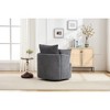 360° Solid Wood & Metal Swivel Barrel Chair with Curved Backrest, Round Accent Chair for Living Room, Bedroom, or Office - 4 of 4