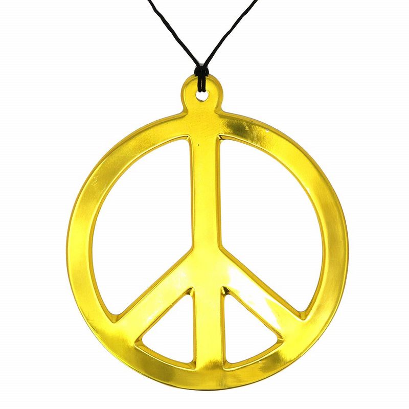 Skeleteen Peace Sign Necklace Costume Accessory - Gold, 1 of 7
