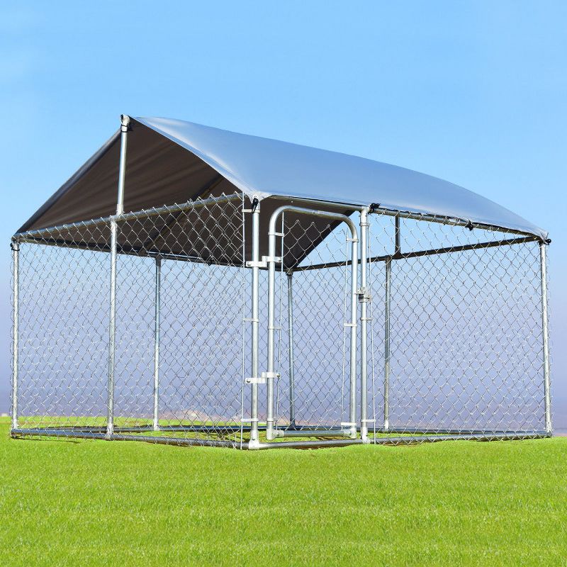 Tangkula Large Pet Dog Run House Kennel Shade Cage 7.5' x7.5'  Roof Cover Backyard Playpen, 2 of 8
