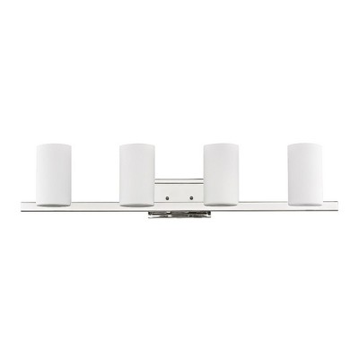 Polished Chrome 4-Light Vanity with Satin Opal Glass Shades