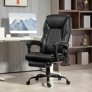 HOMCOM Executive Office Chair with Foot Rest, Big and Tall Ergonomic Desk Chair, Reclining Swivel Chair with High Back and Adjustable Height, Black - 1 of 4