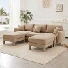 U-Shape Sectional Sofa with Ottomans, Boucle 3-Seater Sofa with Armrests and Cylindrical Legs, Fabric Couch with Cushion-Coolbibila - 2 of 4