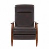Faux Leather Wood Arm Recliner with Cushioned Headrest, Drop-In Coil Seating, and 3-Position Recline - 3 of 4