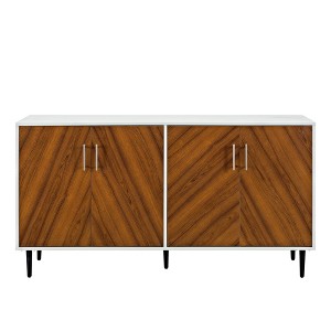 NicBex Modern 58"W Sideboard Cabinet with 4 Doors Kitchen Buffet Cabinet with Metal Legs,White+Brown - 1 of 4
