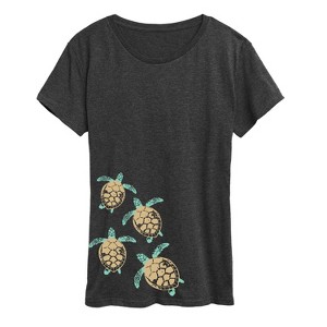 Women's - Instant Message - Baby Turtle Trail Bottom Side Hit Short Sleeve Graphic T-Shirt - 1 of 4