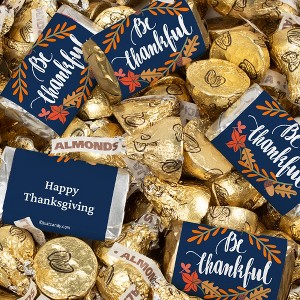 128 Pcs Thanksgiving Candy Party Favors Hershey's Miniatures and Almond Kisses Chocolate (1.58 lbs) - Thankful - 1 of 4
