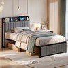 VECELO Twin/Full/Queen Size Metal Frame Platform Bed Frame with Storage Charging Station, Black/Gray - 2 of 4