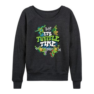 Women's - Teenage Mutant Ninja Turtles - It's Turtle Time Lightweight French Terry Wide Neck Long Sleeve Shirt - 1 of 4