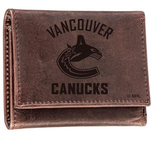 Evergreen NHL Vancouver Canucks Brown Leather Trifold Wallet Officially Licensed with Gift Box - 1 of 1