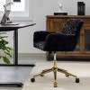 Office Chair Faux Fur Upholstered Adjustable Swivel Chair with Armrests for Home Office or Vanity-3irtyhousy - 3 of 4