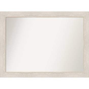 43" x 32" Non-Beveled Hardwood White Wash Wood Wall Mirror - Amanti Art