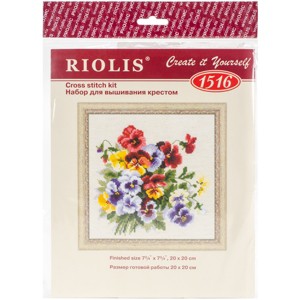 RIOLIS Counted Cross Stitch Kit 7.75"X7.75"-Pansy Medley - 1 of 2