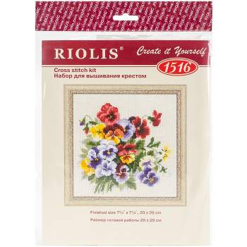 RIOLIS Counted Cross Stitch Kit 7.75"X7.75"-Pansy Medley (14 Count)
