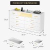 8 Drawer Wooden Dresser for Bedroom, Modern Wide Dresser TV Stand for 55" with Gold Handles, LED Lights & Charging Station - 2 of 4