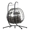 NicBex 2-Seat Indoor Outdoor Wicker Hanging Egg Chair with Cushion and Stand for Patio Bedroom Porch Garden - 2 of 4