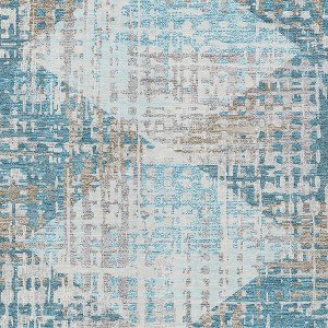 HomeRoots 9' X 12' Teal Blue And Beige Geometric Washable Indoor Outdoor Area Rug - 1 of 4