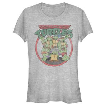 Juniors Womens Teenage Mutant Ninja Turtles Distressed Ninjas Circle T-Shirt