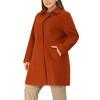 Agnes Orinda Women's Plus Size Notched Lapel Single Breasted Back Split Winter Long Pea Coats - 2 of 4