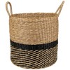 Northlight Woven Table and Floor Cylindrical Seagrass Baskets - Black and Beige - Set of 3 - image 3 of 4