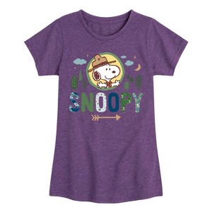 Girls' - Peanuts - Ranger Snoopy Fitted Short Sleeve Graphic T-Shirt - 1 of 4