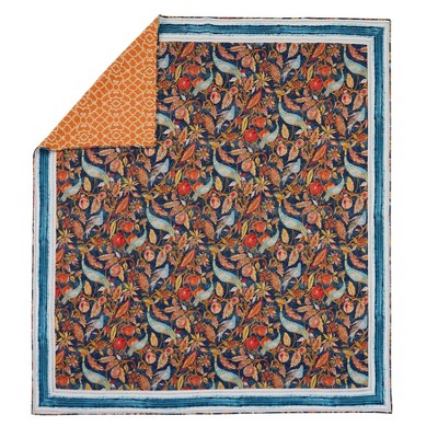 King Size Blue Cotton Reversible Quilt Set