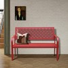 Yardgrace Patio Park Steel Garden Bench Porch Path Chair Outdoor with Carved Floral Back - 3 of 4