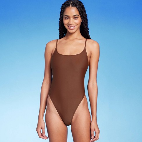 Women's Scoop Neck Unitard One Piece Swimsuit - Wild Fable™ Orange