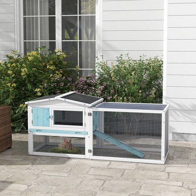 LOVMOR Rabbit Hutch 2-Story Bunny Cage Small Animal House with Slide Out Tray