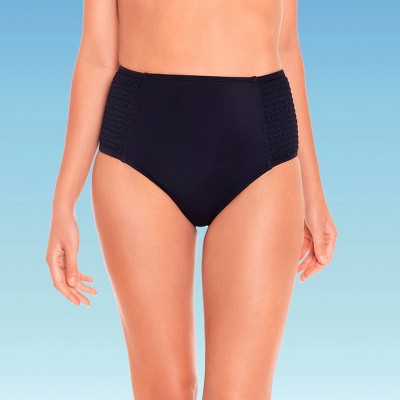 black high waisted control bikini bottoms