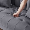 NicBex Modern Velvet Upholstered Loveseat Sofa  with Wooden Nature Legs,Fluffy Single Sofa for Living Room,Department - 4 of 4