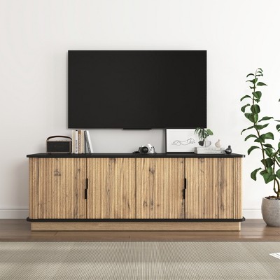 GDFStudio Sandy Modern Minimalist 55" Wood  Four-Door TV Cabinet