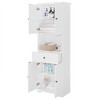 PDTEND Tall Bathroom Cabinet with Four Doors, Large Storage Space Open Shelf, Upper Storage Cabinet - 4 of 4