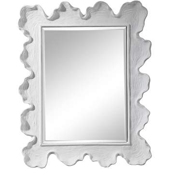 Uttermost Rectangular Vanity Decorative Wall Mirror Coastal Beveled Matte White Silver Frame 27 1/4" Wide for Bathroom Bedroom