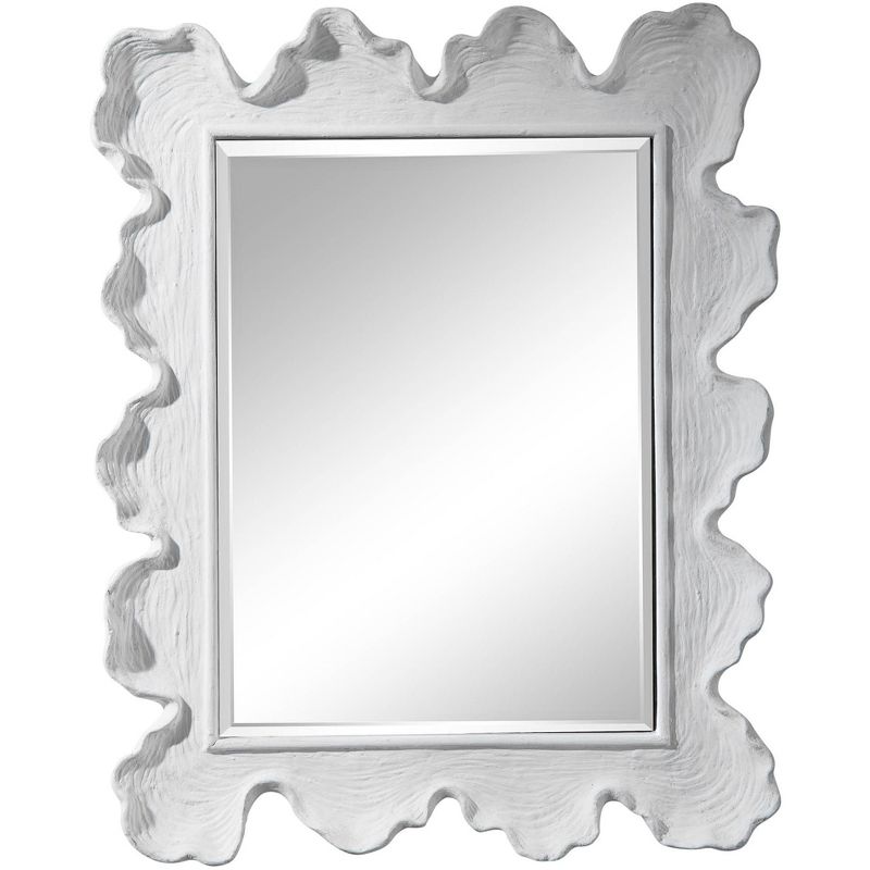 Uttermost Rectangular Vanity Decorative Wall Mirror Coastal Beveled Matte White Silver Frame 27 1/4" Wide for Bathroom Bedroom, 1 of 2